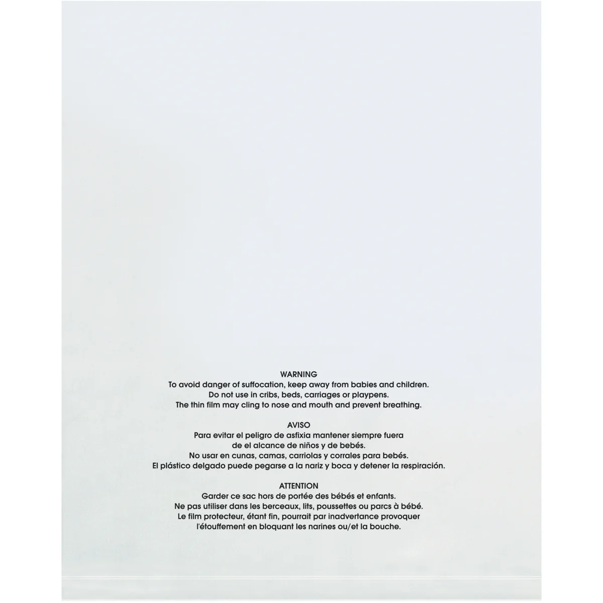 14 x 20 - 1 Mil (100 Pack) Flat Suffocation Warning Poly Bags 100/Case