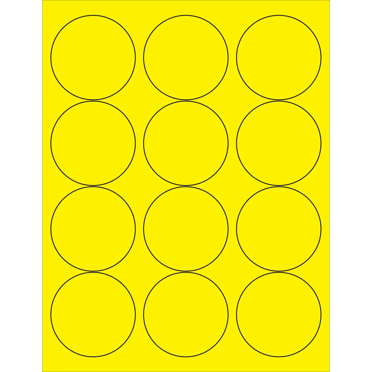 2 1/2" Fluorescent Yellow Circle Laser Labels 1200/Case