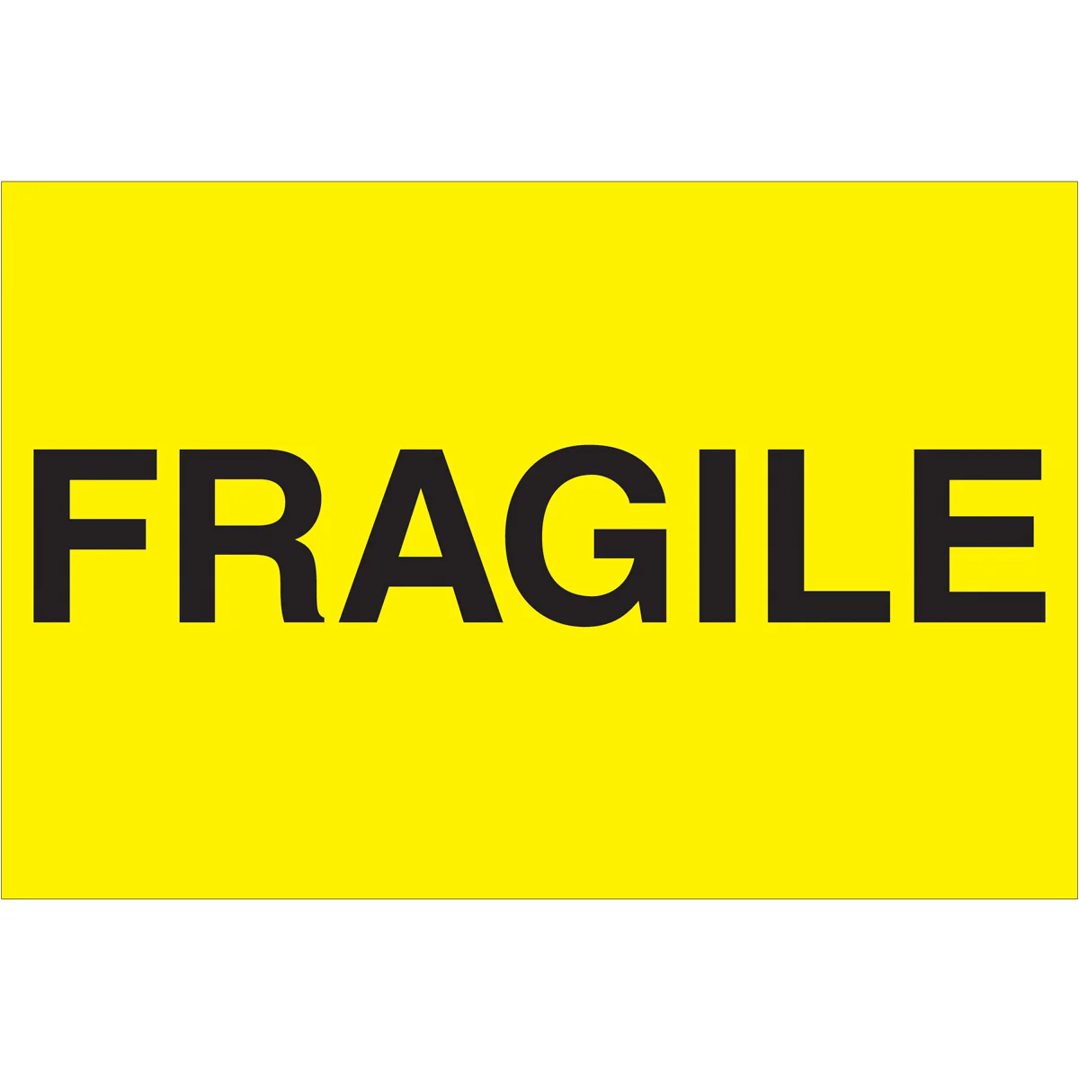 2 x 3" - "Fragile" (Fluorescent Yellow) Labels 500/Roll