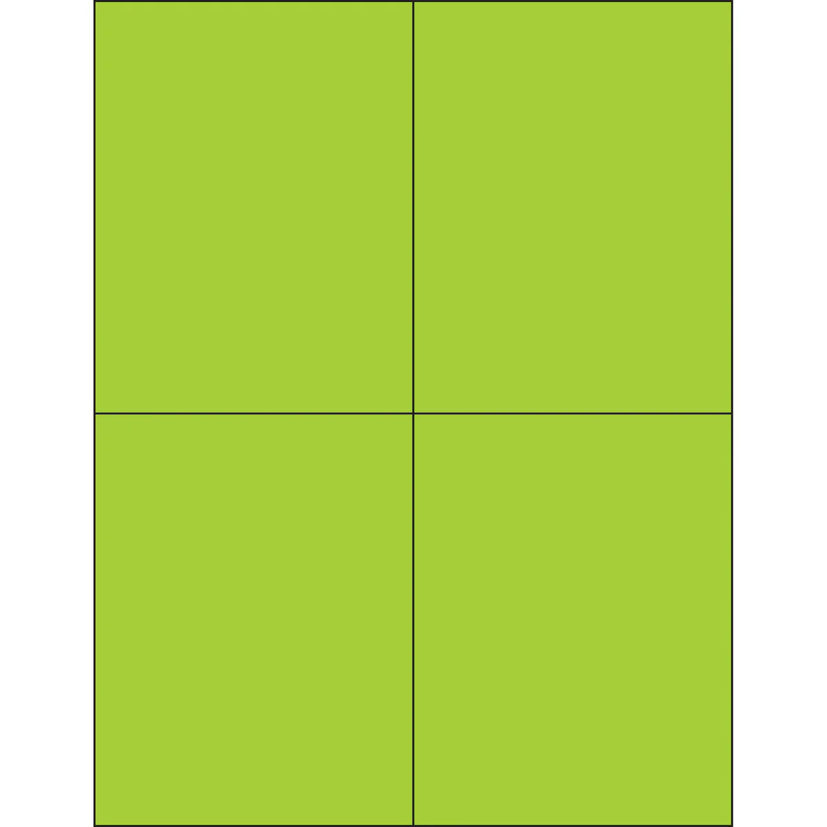 4 1/4 x 5 1/2" Fluorescent Green Rectangle Laser Labels 400/Case