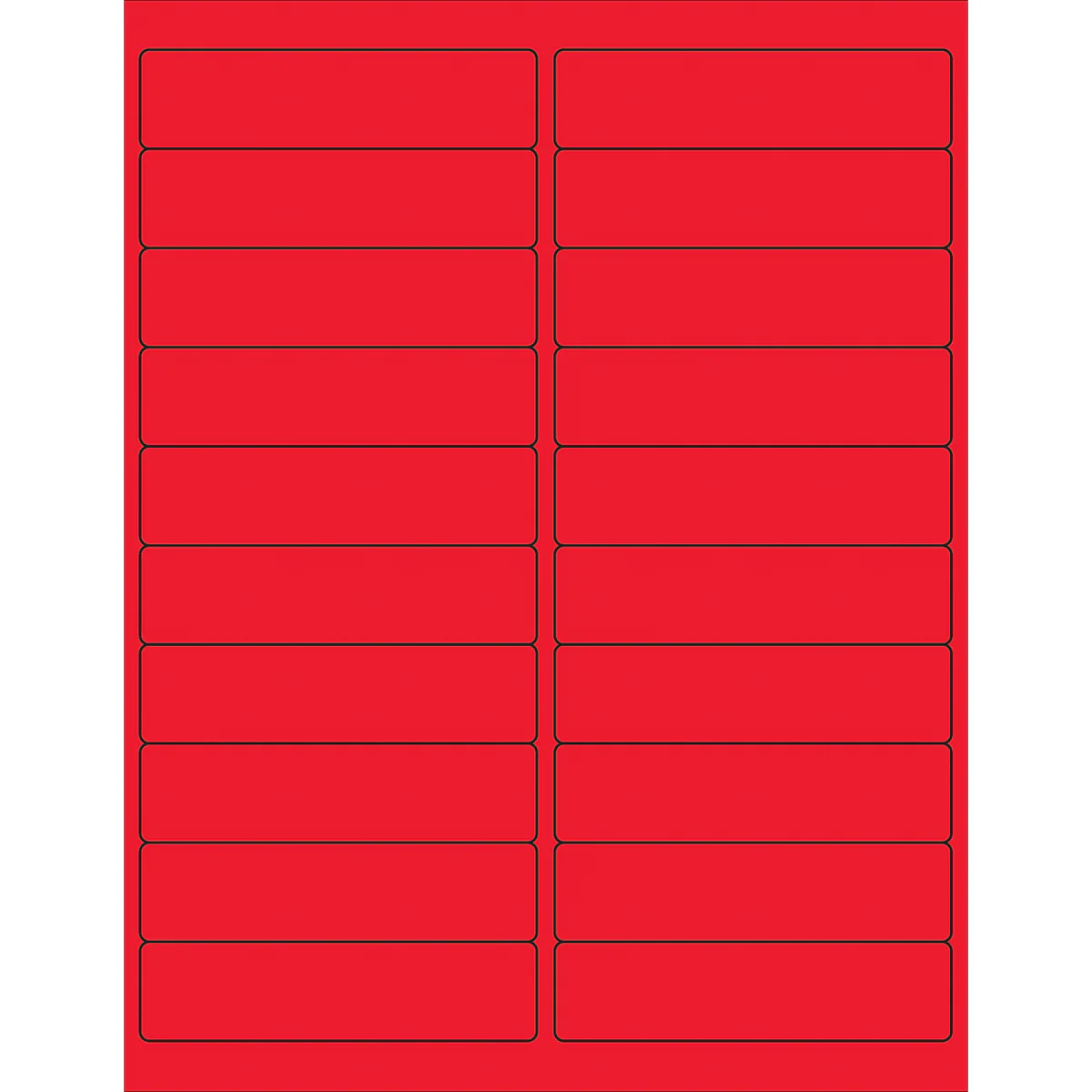 4 x 1" Fluorescent Red Rectangle Laser Labels 2000/Case