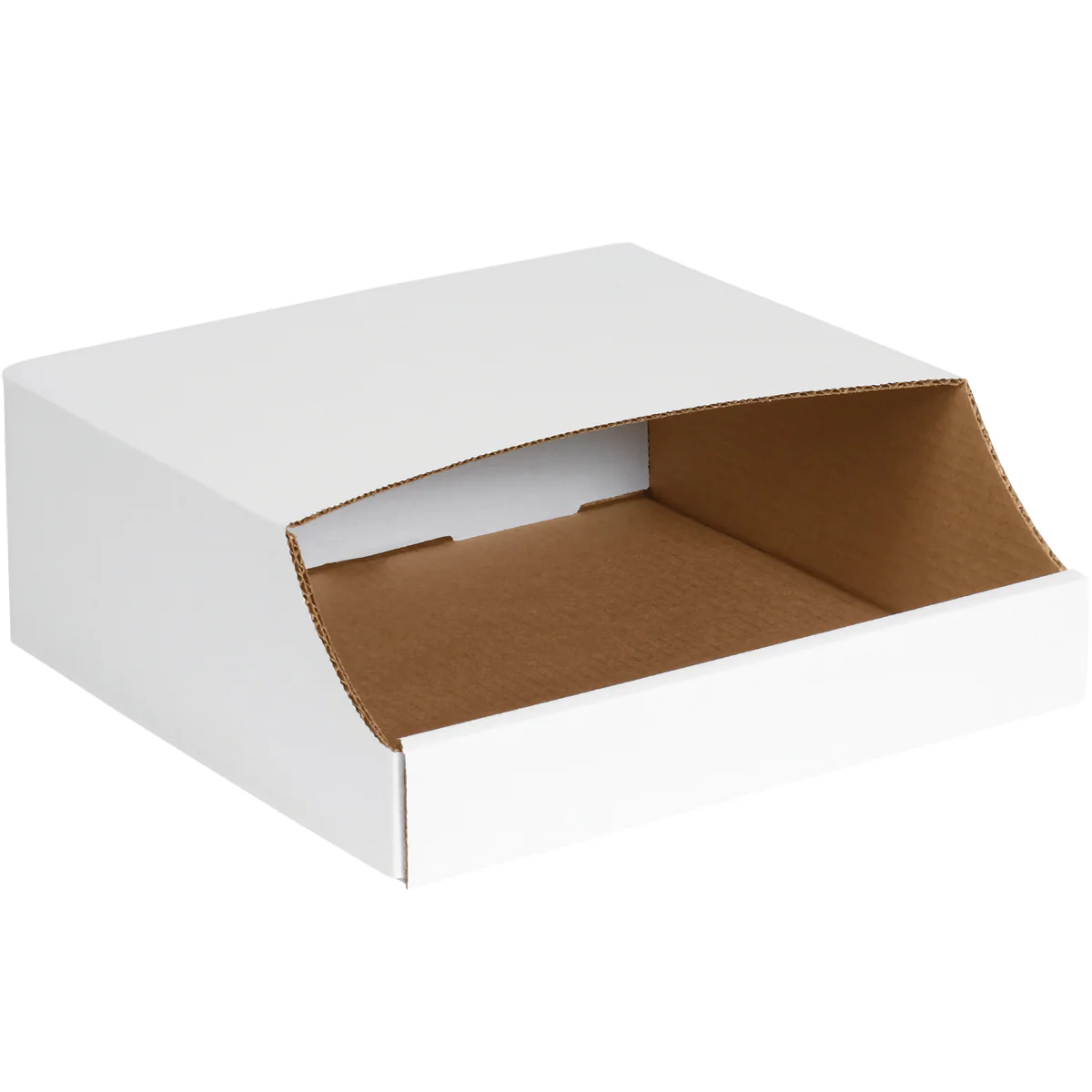 8 x 18 x 4 1/2 Stackable White Corrugated Bin Box 50/Bundle