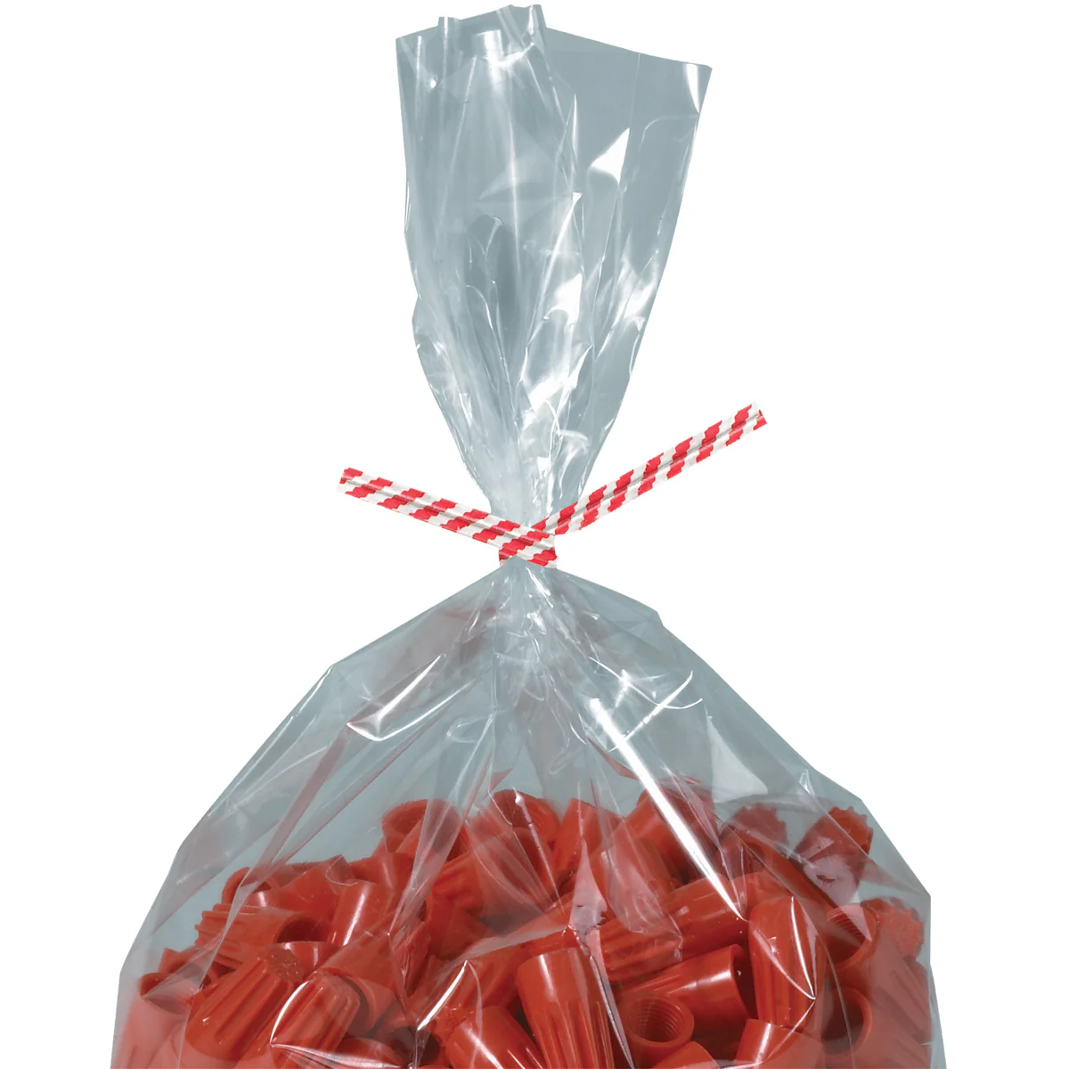 8 x 5/32 Red Candy Stripe Paper Twist Ties 2000/Case